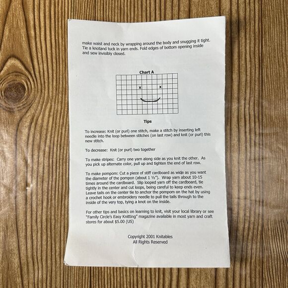 Vintage Knitables Softy The Snowman Craft Pattern Complete - Picture 3 of 6